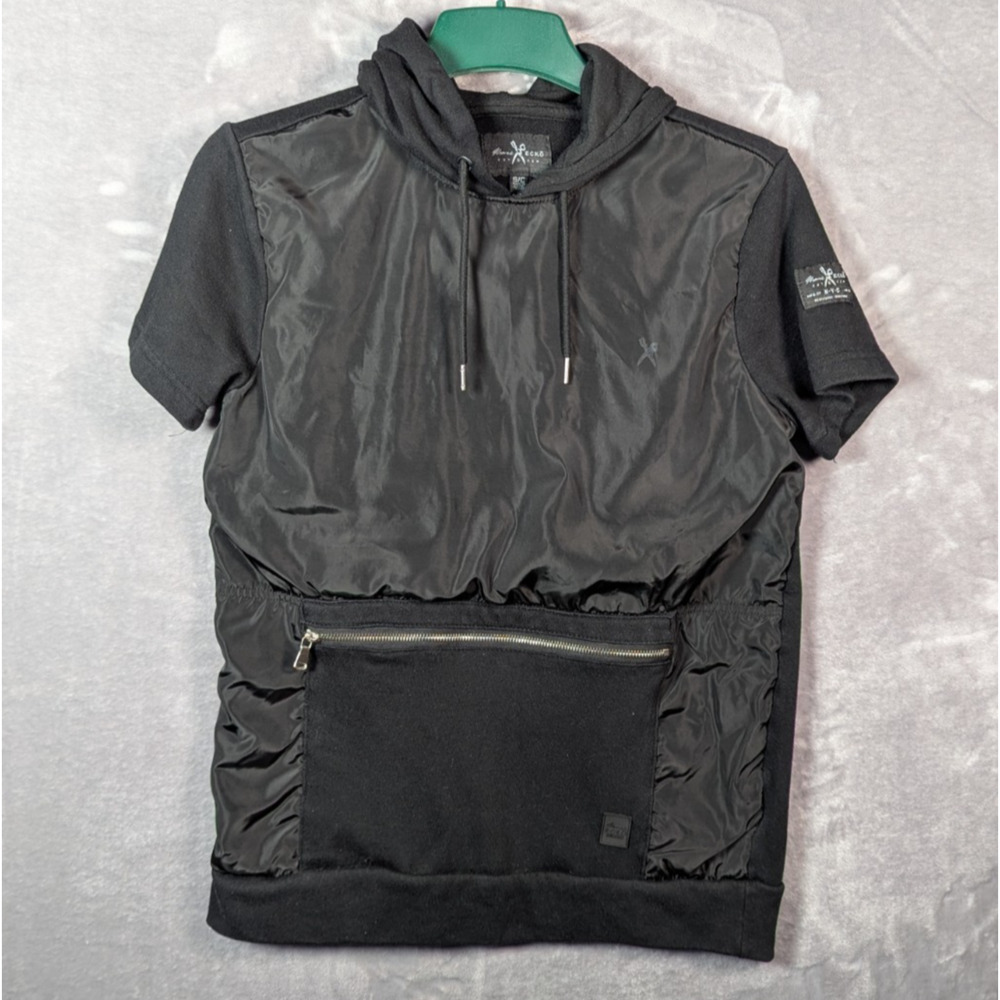 Marc Ecko NYC Cut & Sew Hoodie Mens S/C Small Black Short Sleeve Sweatshirt Hood